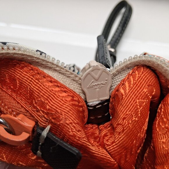 Vintage Prada Mini Wristlet Handbag Clutch White, Orange, Blue, Tropical Floral - Picture 10 of 14